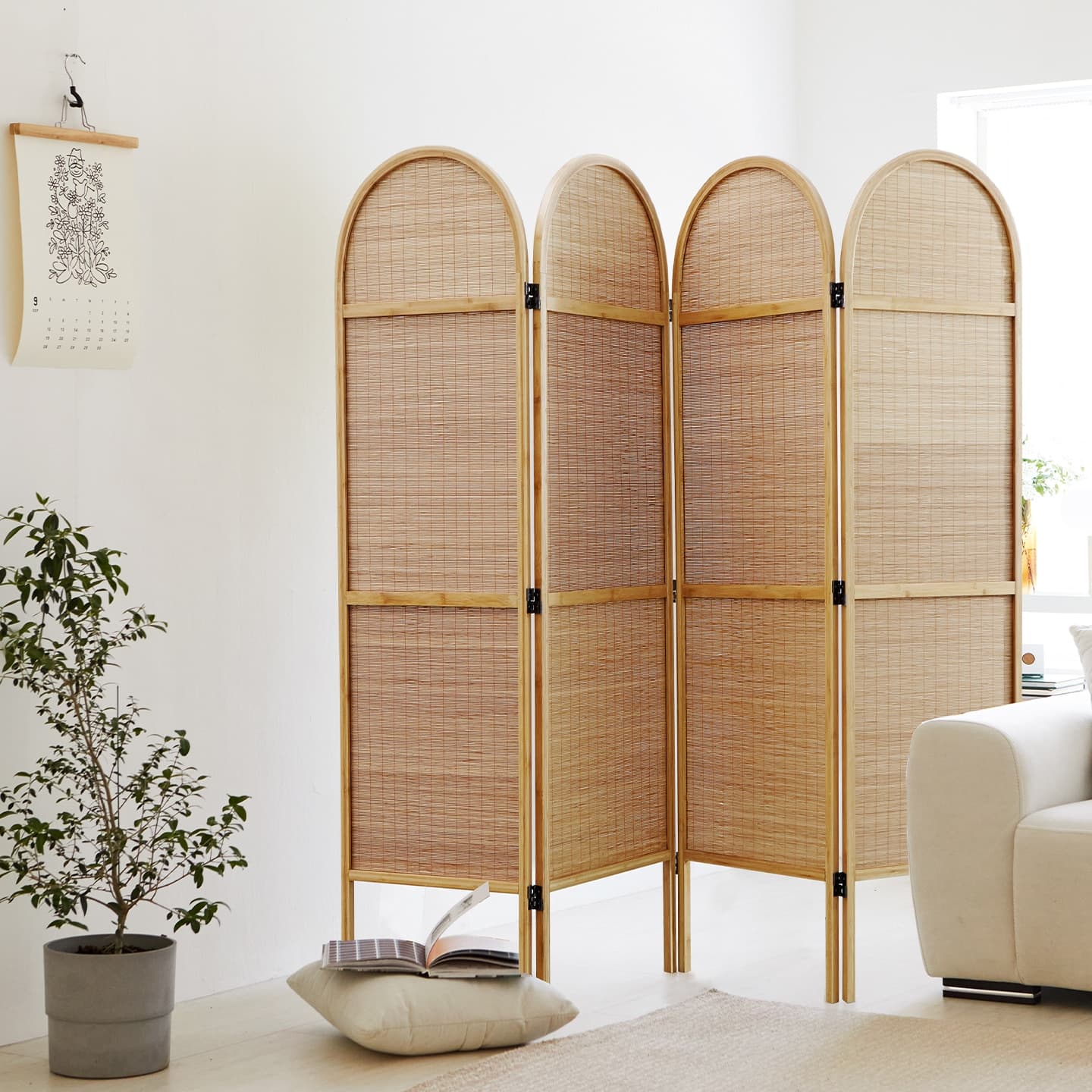 리비니아 발리 원목 인테리어 칸막이 3단/4단 라탄 파티션 2colors