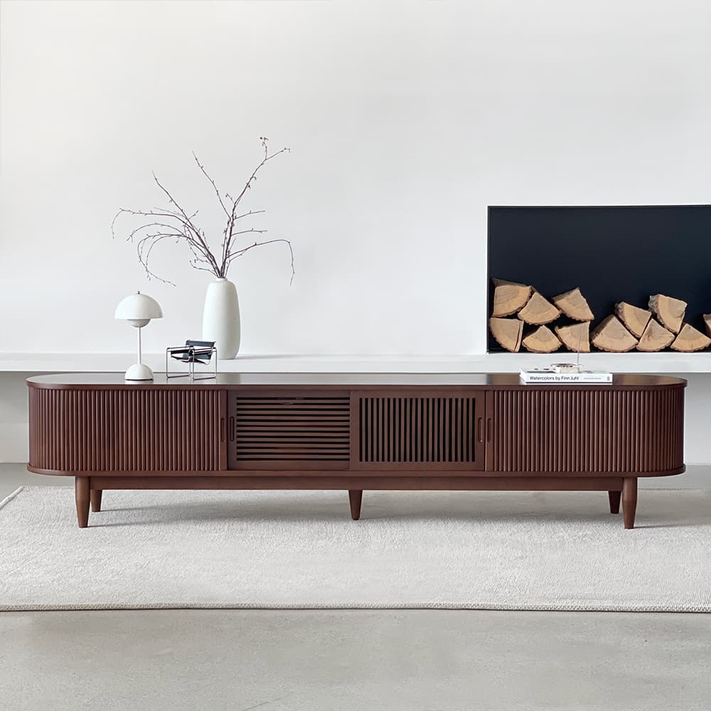 로포텐 로망 템바보드 원목 낮은 거실장 티비다이 2200