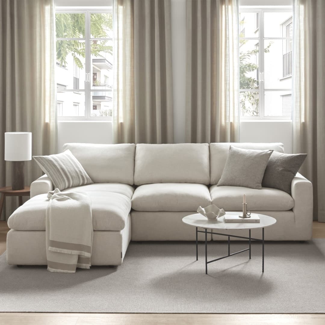 까사미아 캄포미니 4인소파 카우치형_아이보리