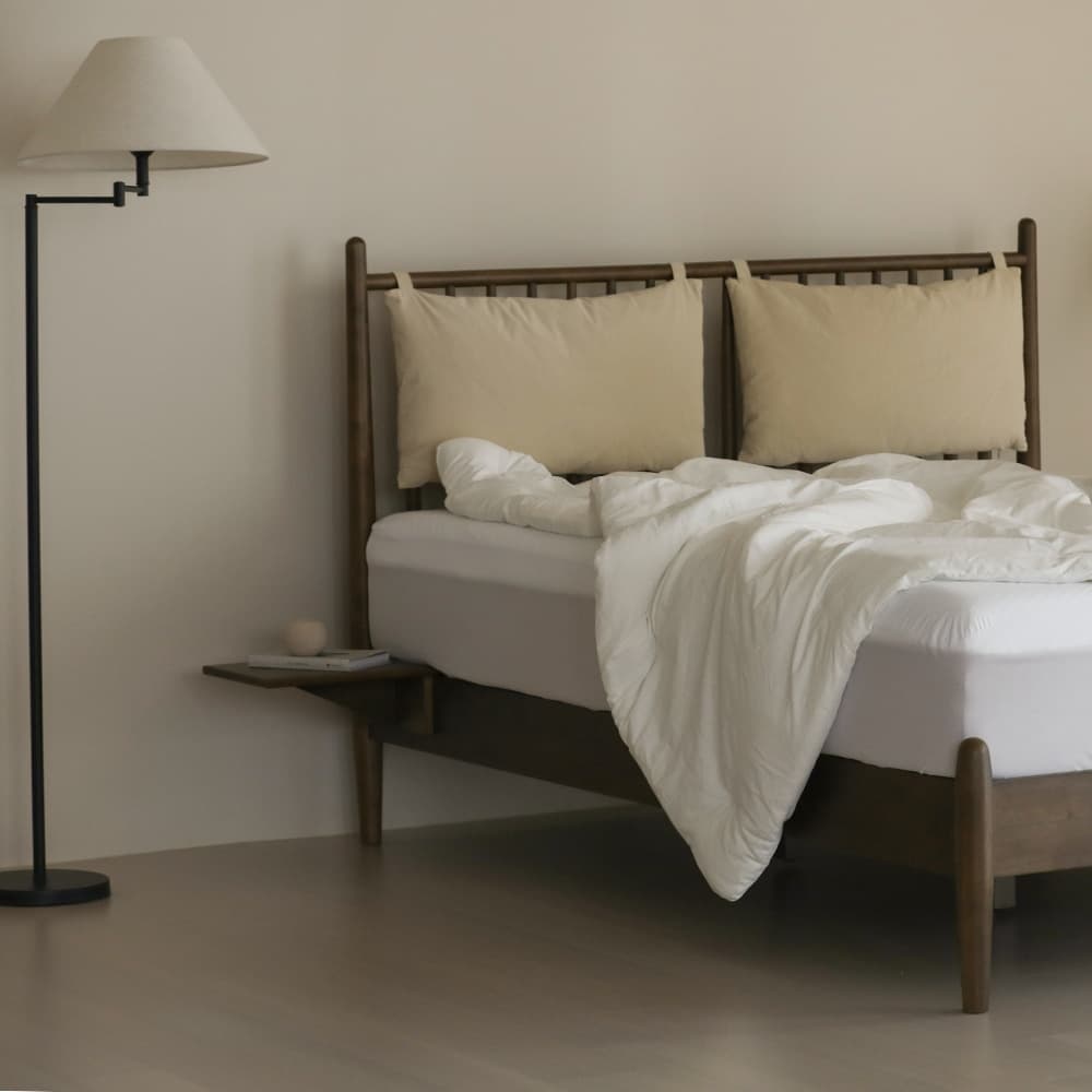 라미에스 오우드 패브릭 원목 수납 침대 프레임