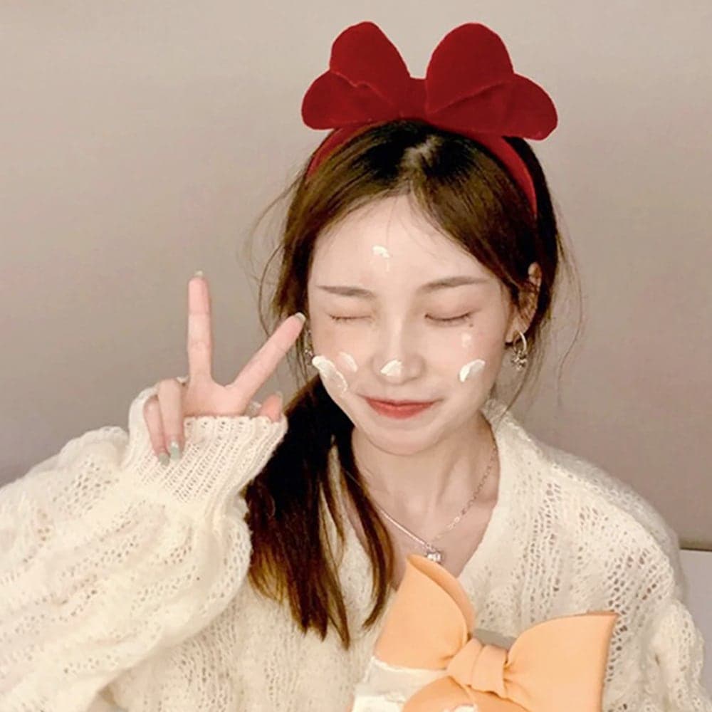 이이공브이샵 레드 리본 선물 머리띠 연말소품 크리스마스 머리띠