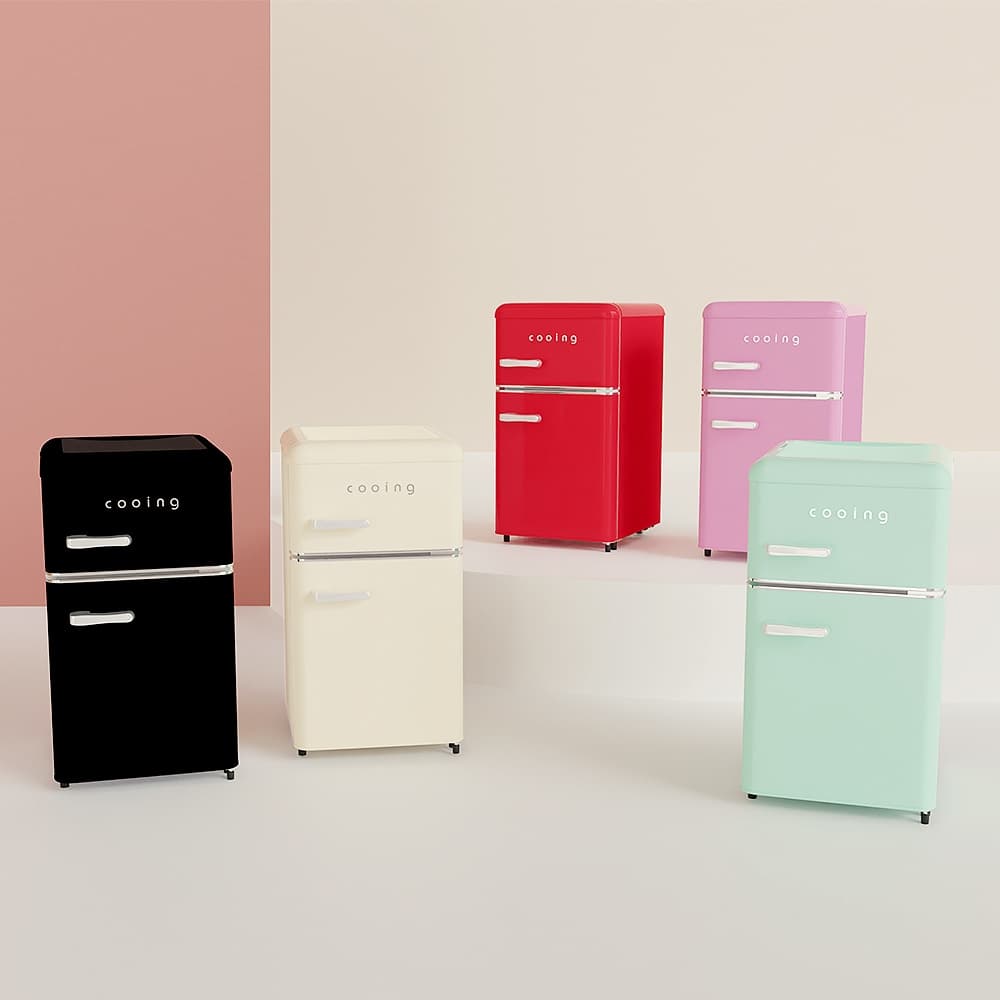 쿠잉 레트로 소형냉장고 REF-D85 2도어 미니