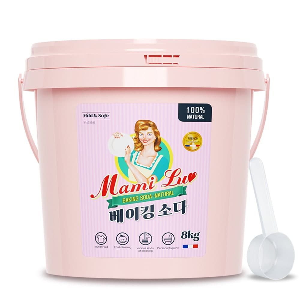 맘스럽 베이킹소다 버킷 8kg+스푼1개 프리미엄 다목적 세정제 대용량 천연세제