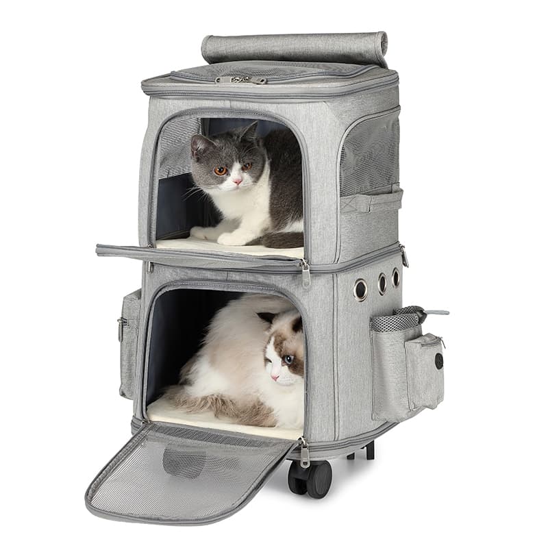 칠시 강아지 고양이 반려동물 더블 분리형 메쉬 이동장 캐리어 백팩 가방