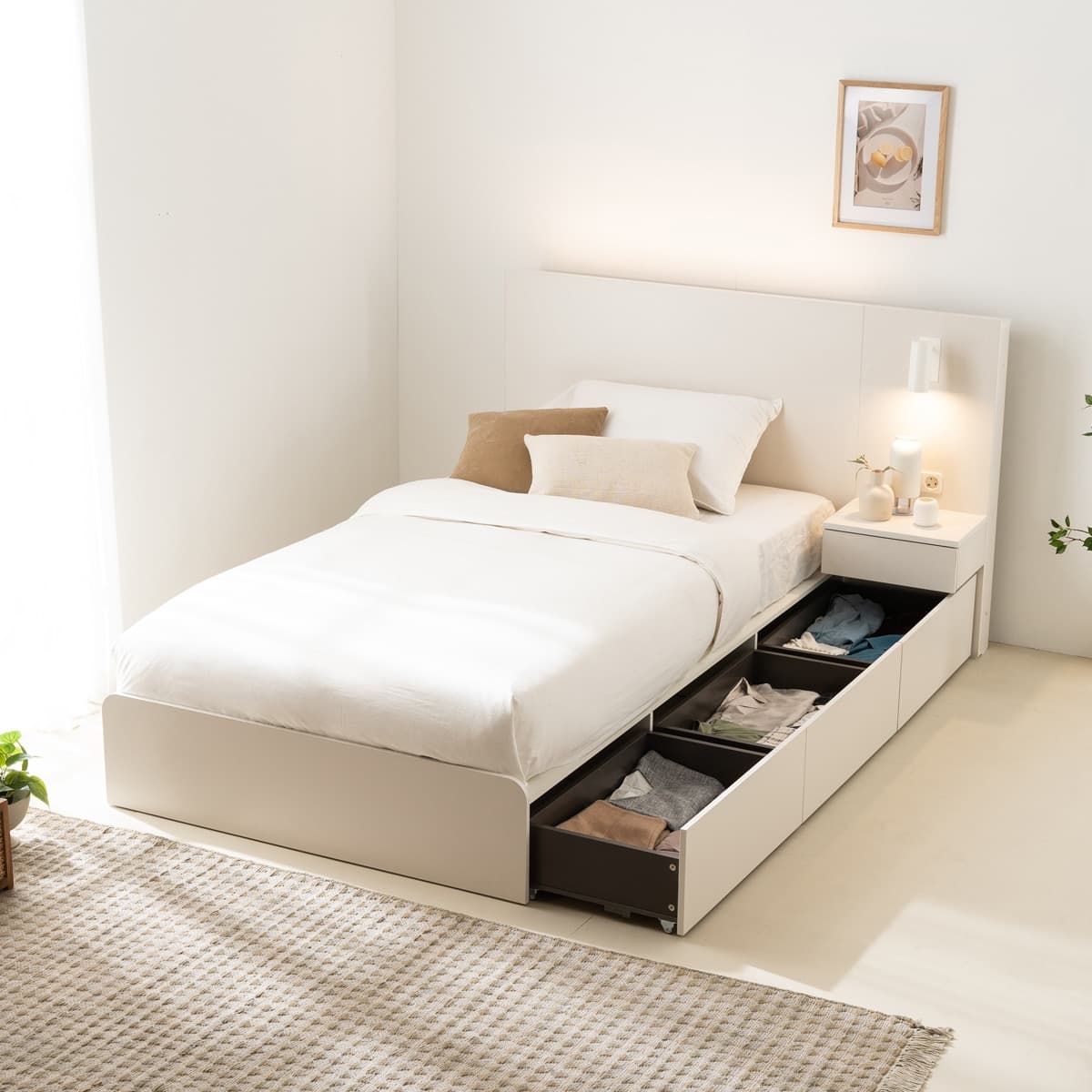 리바트 피아프 LED 조명 호텔침대 수납형 SS/Q - 최저가 462,000원 (38% 할인)