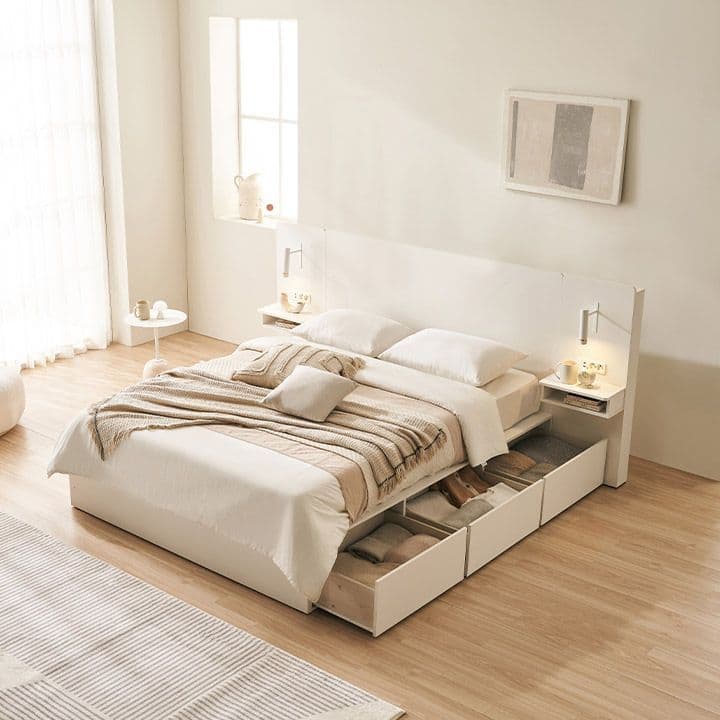 삼익가구 델루나 LED 프라임 수납 서랍 호텔 침대프레임 (매트선택) SS/Q/LK - 최저가 359,000원 (27% 할인)