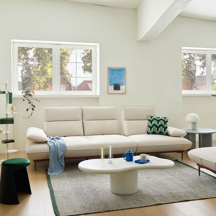 에싸 퍼스트 4인 스윙기능 카시미라 패브릭 소파(스툴 선택)