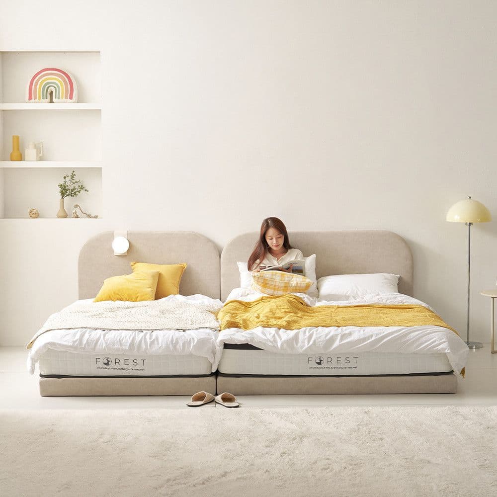 보니애가구 큐브 저상 패밀리침대 저상형 패브릭 4인 가족 침대 낮은 침대프레임 슈퍼싱글 사이즈 퀸 사이즈 (SS/Q)