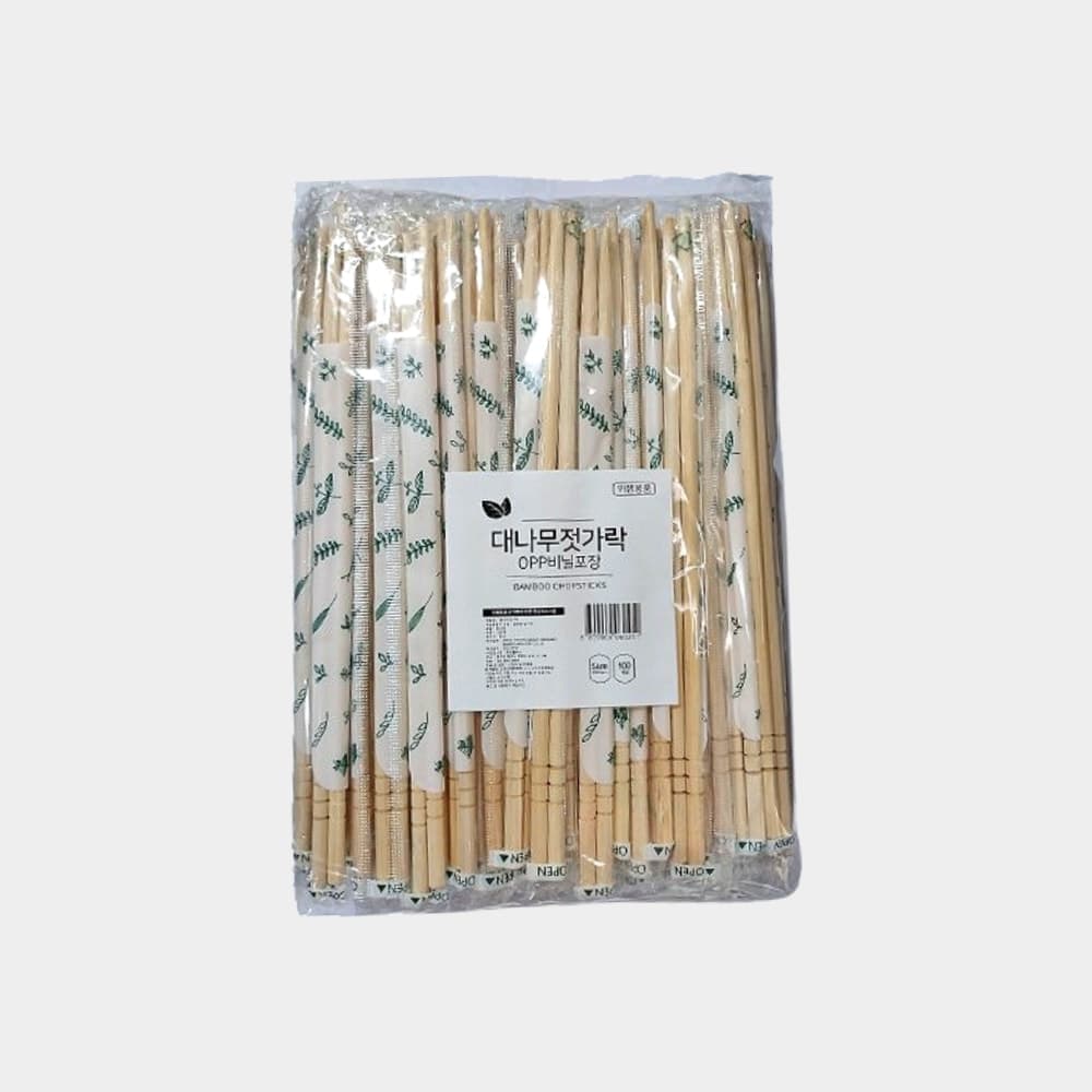 캐치홈 일회용 캠핑 손님용 개별포장 고급 대나무 원형 젓가락 20cm 100개