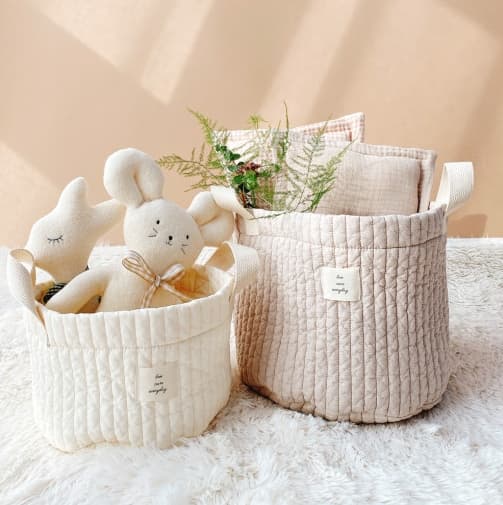 마롤로뜨 누빔 기저귀 정리함 보관함 아기 유아 장난감바구니 무지 파우치 가방 S/L 2colors
