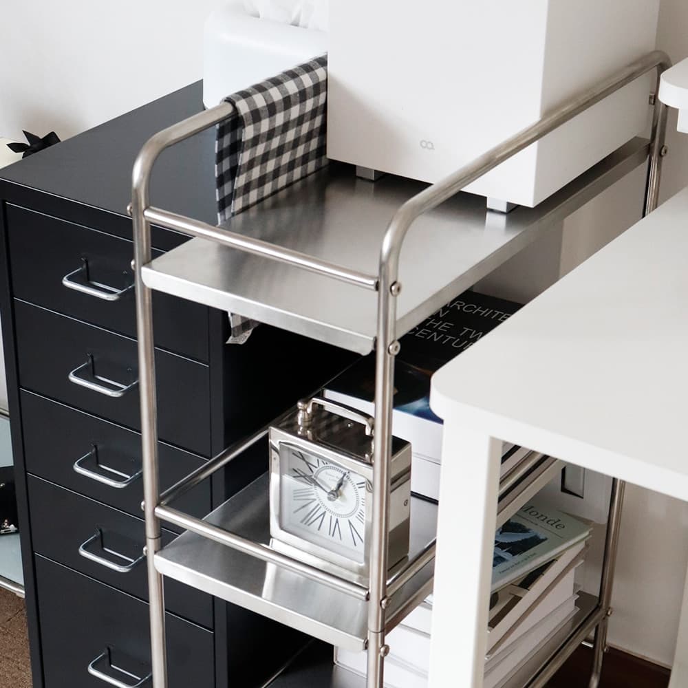 비알프렌드 틈새 공간활용 이동식 트롤리 스틸 크리스 선반