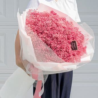 가행나무 "1000일화" 시들지않는 보존화 안개꽃다발 (LED+엽서+꽃다발)