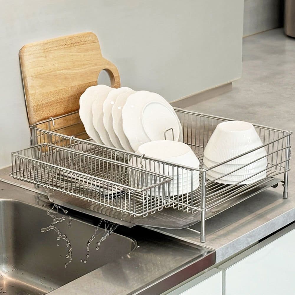 이브리영 연마제없는 304 올스텐 물빠짐 식기건조대 1단 +수저통+접시꽂이+도마걸이 - 최저가 44,700원 (10% 할인)
