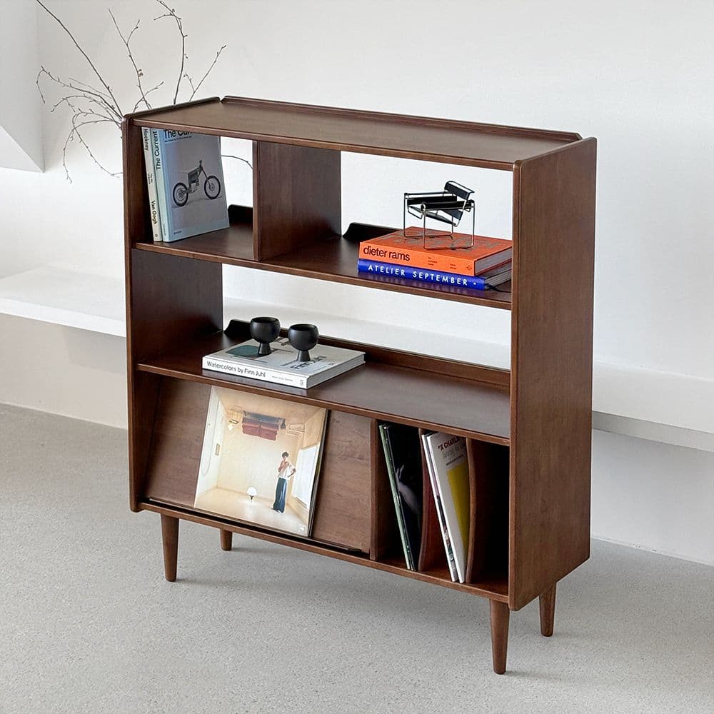 로포텐 아르고 원목 낮은 책장 3단 책장 수납 거실 책장 1100