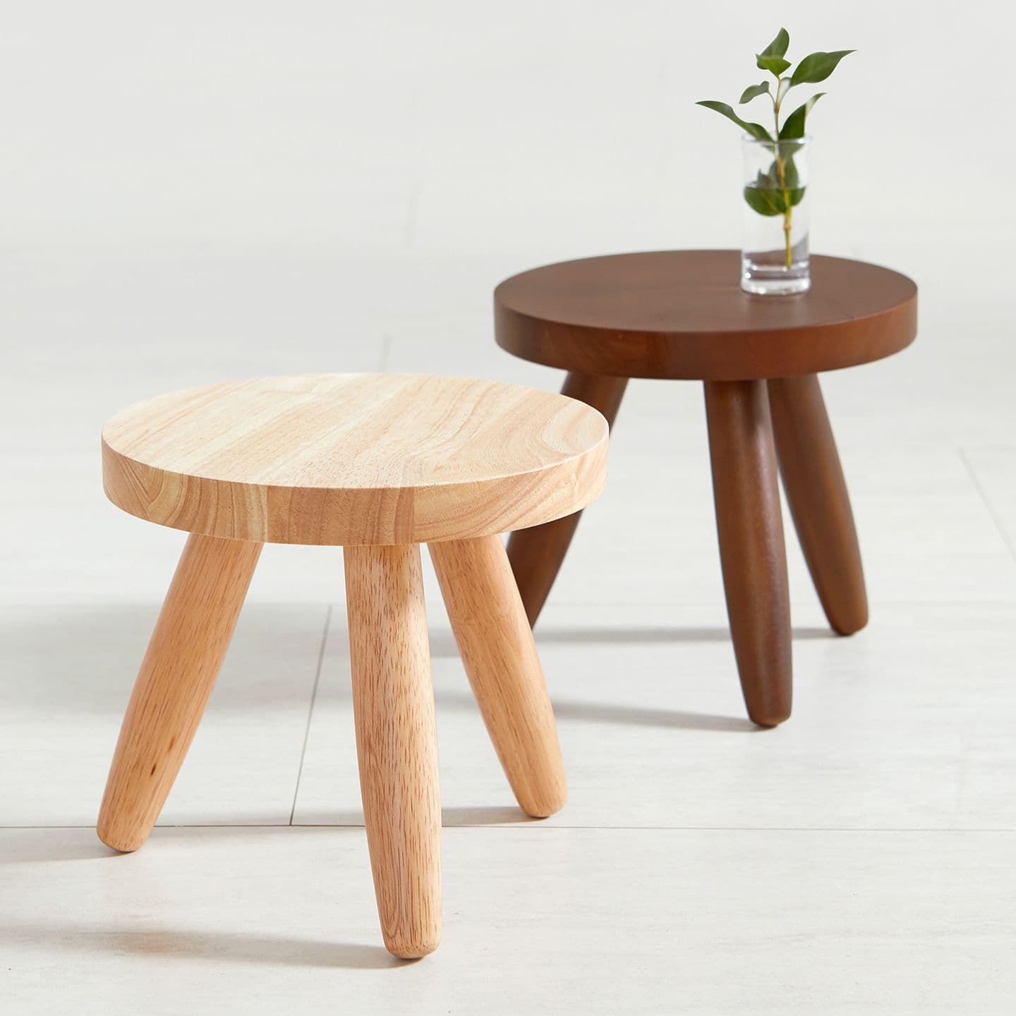 우디홈 오아 원목 원형 화분 미니스툴 우드 나무 스툴