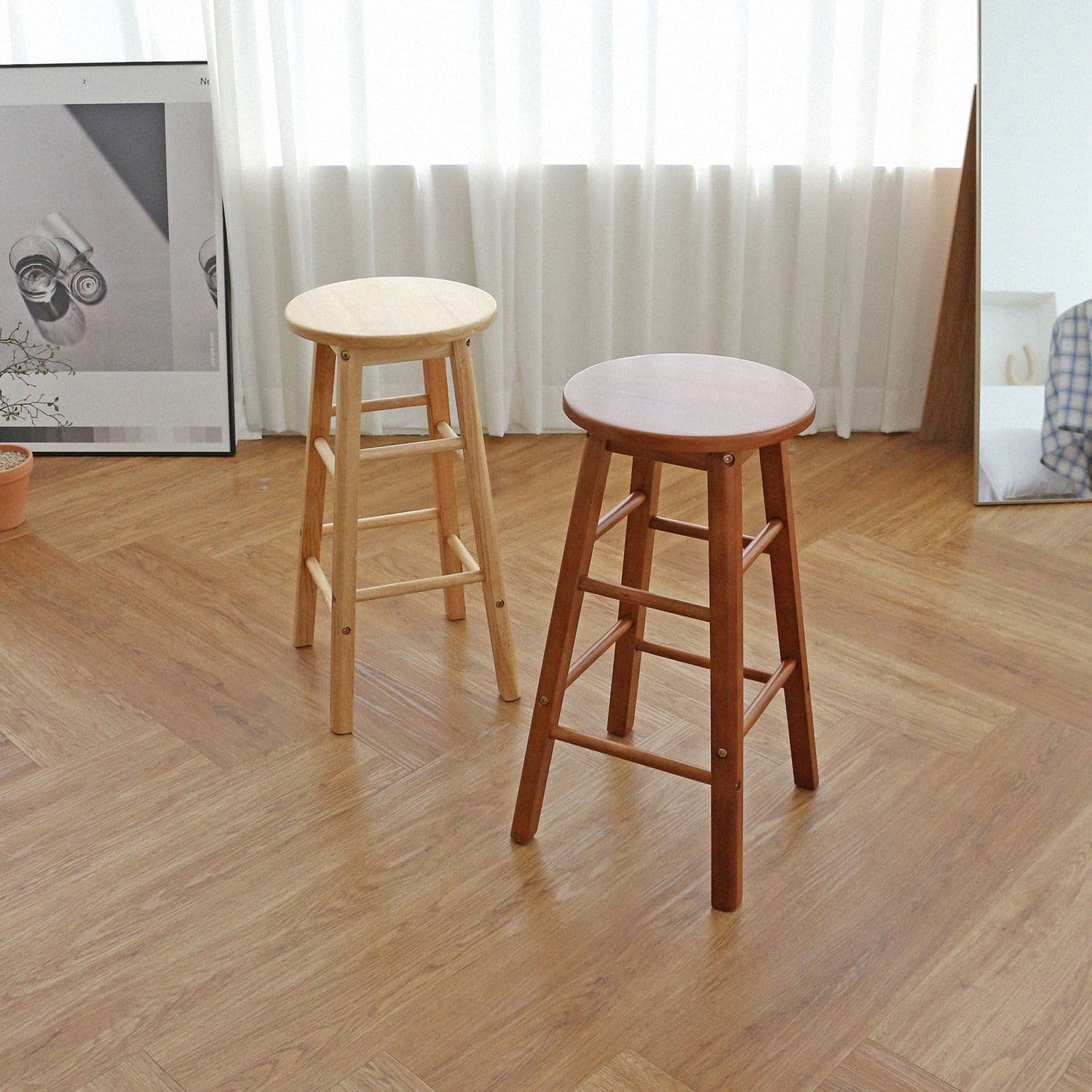 에코상사 에코상사 원목 원형 바스툴 2종