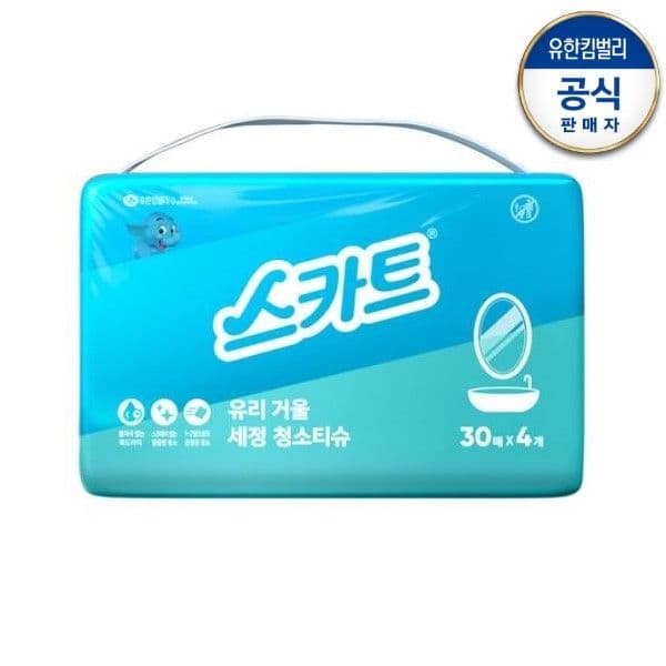 스카트 유리거울 세정티슈 30매x4팩
