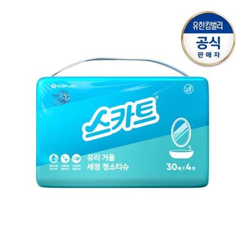 스카트 스카트 유리거울 세정티슈 30매x4팩