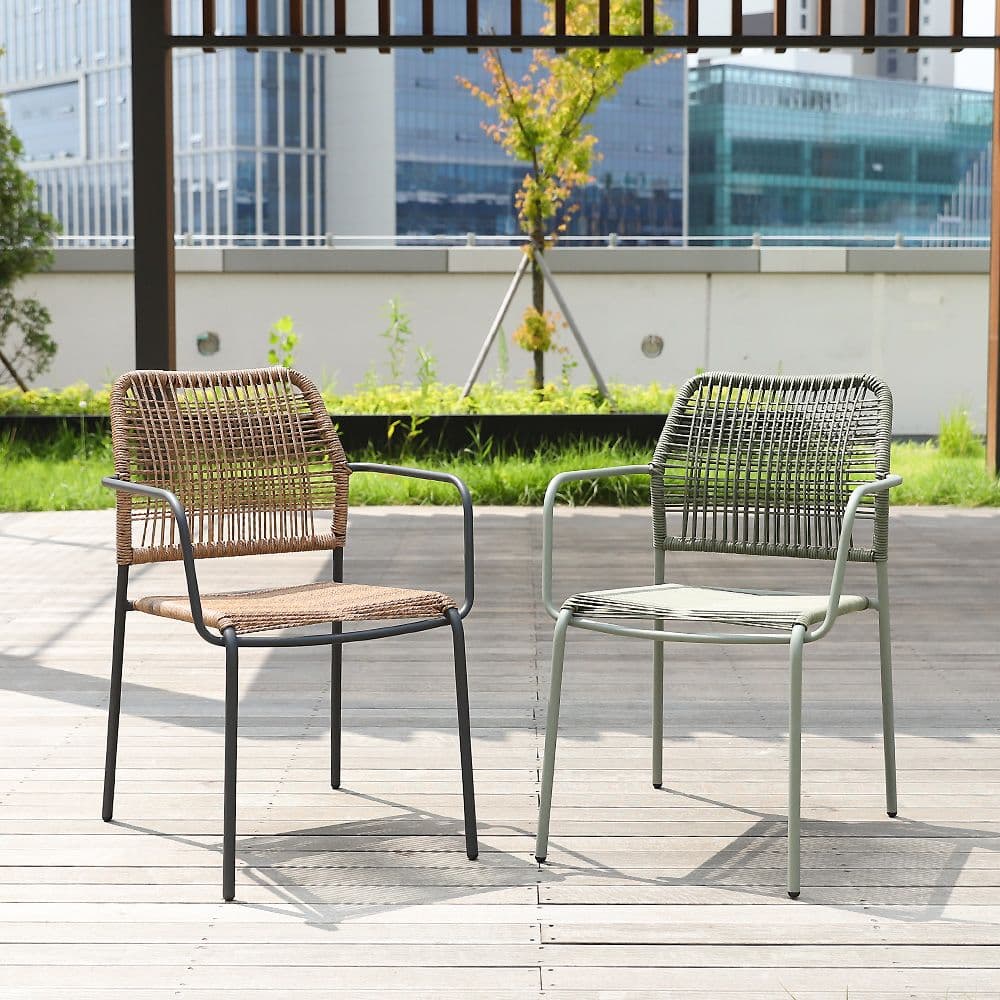지엠퍼니처 코멧 야외용 라탄 철재의자 테라스 정원 카페체어
