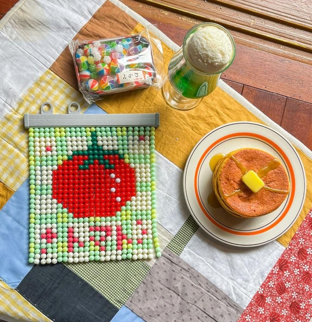 러키펀치 비즈발 만들기 키트 미니 DIY 구슬발 비즈커튼 문발 재료 인테리어 비즈발만들기 토마토 B