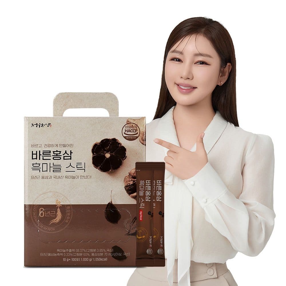 정원삼 바른홍삼 흑마늘 스틱 1박스 100포 흑마늘 홍삼스틱