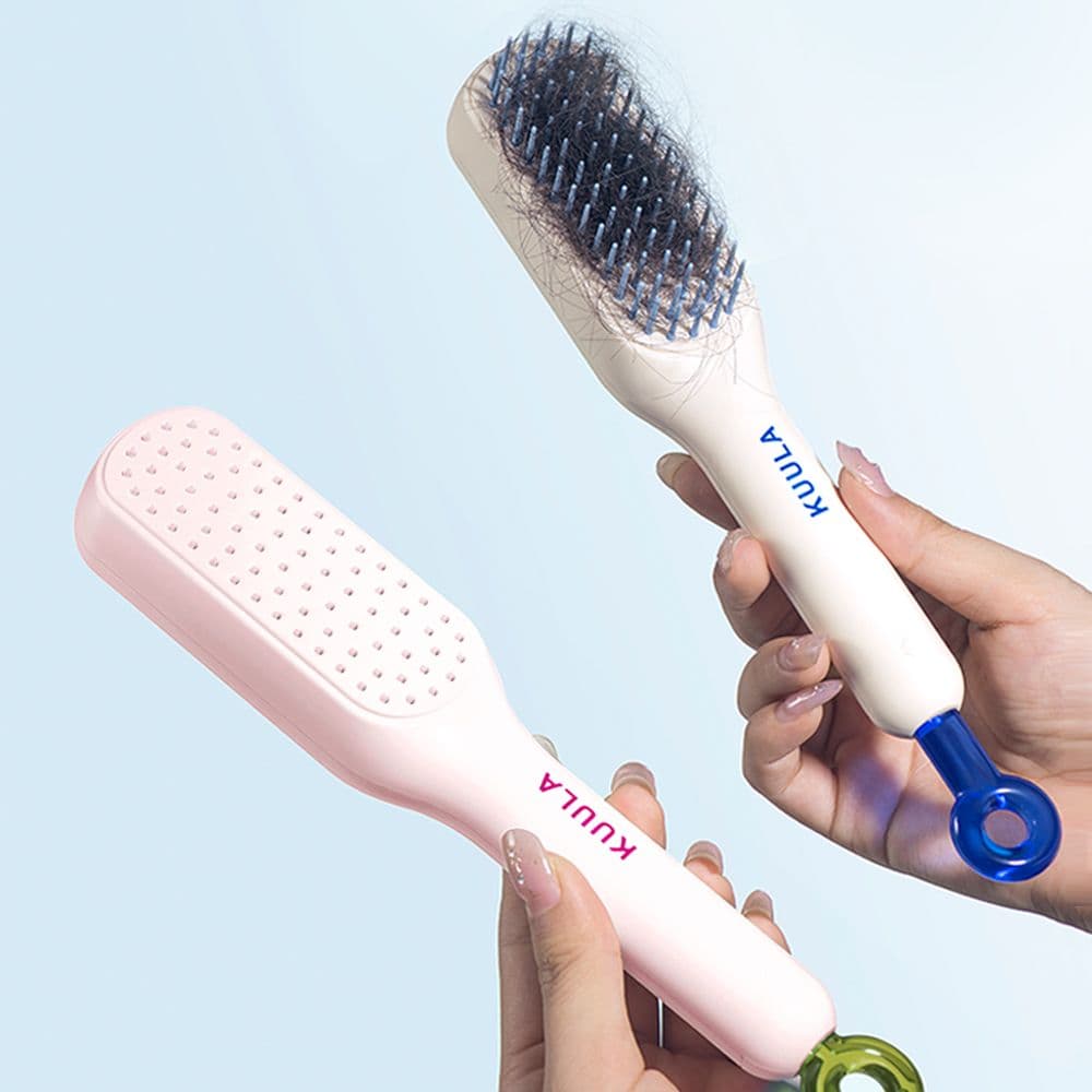 플라팜 원터치 머리카락 제거 헤어브러쉬 휴대용 두피브러쉬 헤어빗 머리빗 탈모 정전기방지