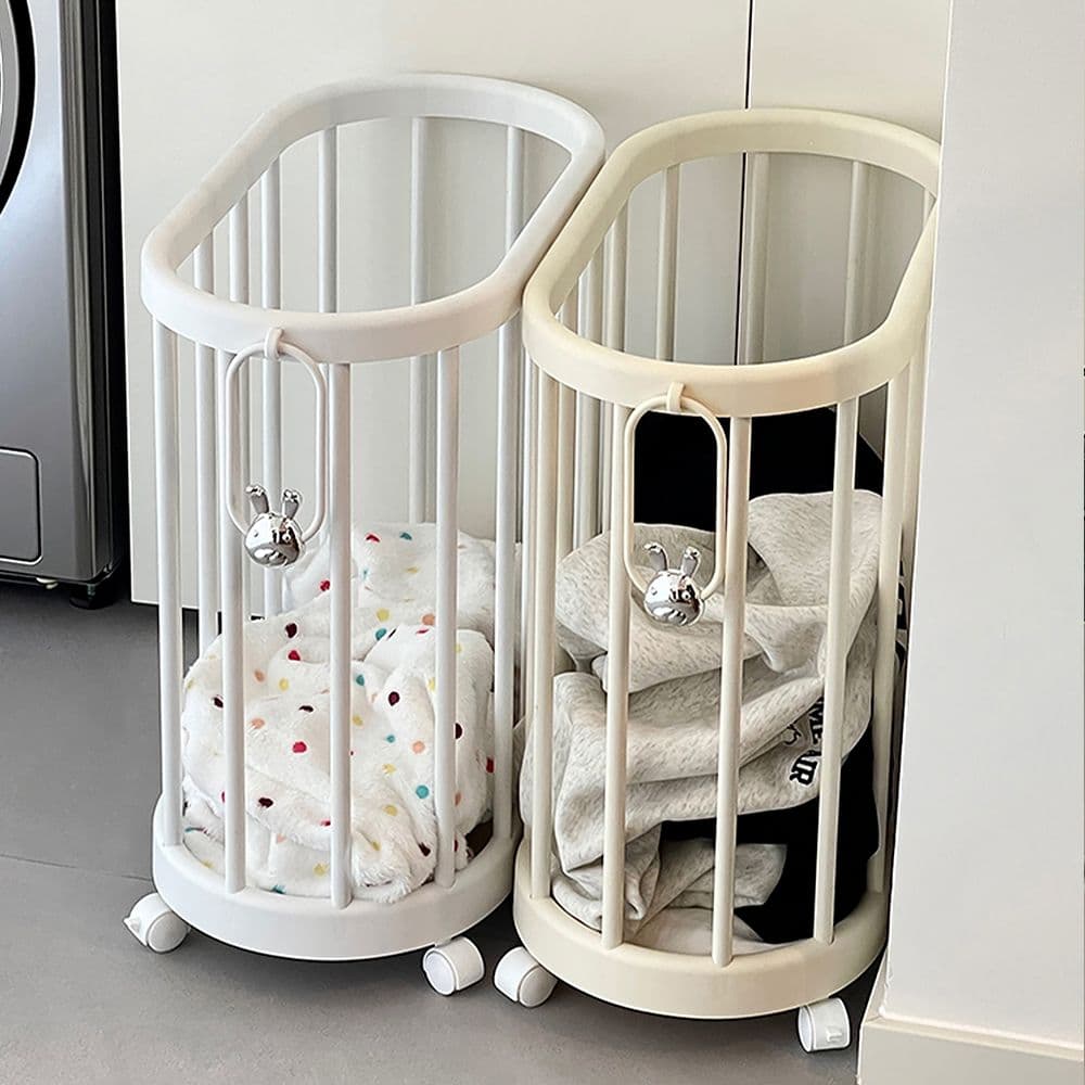 루시아이 토끼 핸들 틈새 빨래바구니 이동식 폼롤러 카트 트롤리 요가매트 틈새 수납 보관함 2size