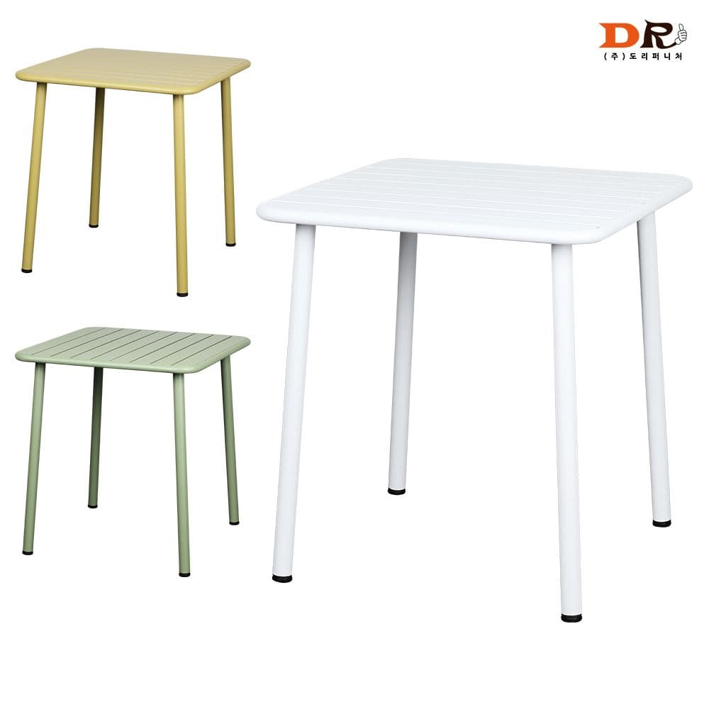도리퍼니처 옴브르 2인 테이블 / 야외 업소 카페 커피숍 테라스 철제 철재 화이트 옐로우 그린 식탁