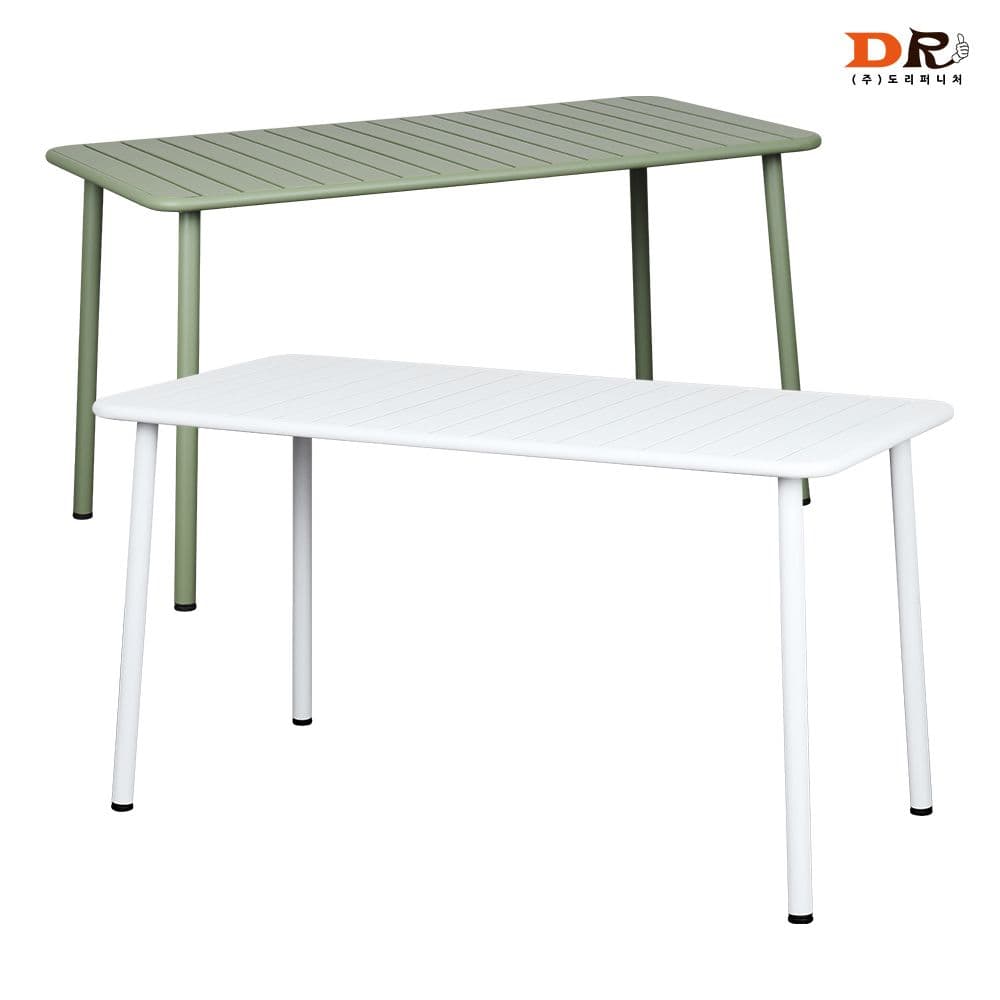 도리퍼니처 옴브르 4인 테이블 / 야외 업소 카페 커피숍 테라스 식탁 화이트 그린 철제 철재 간이