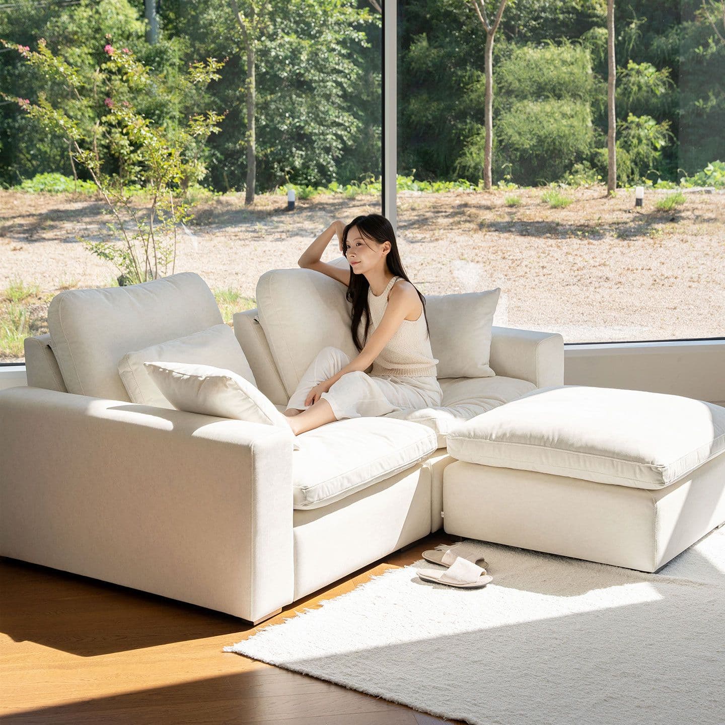 데일리리빙 마일드 구스 스윙 갤럭시 패브릭 3인용 모듈 소파