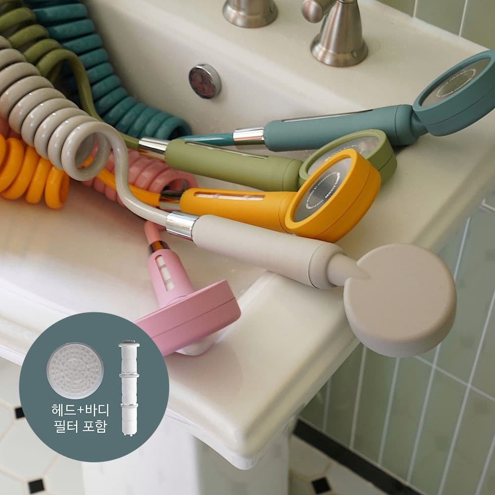 언커먼하우스 샤워기헤드&바디3중필터포함 세트 1. 필터 샤워기+스프링호스