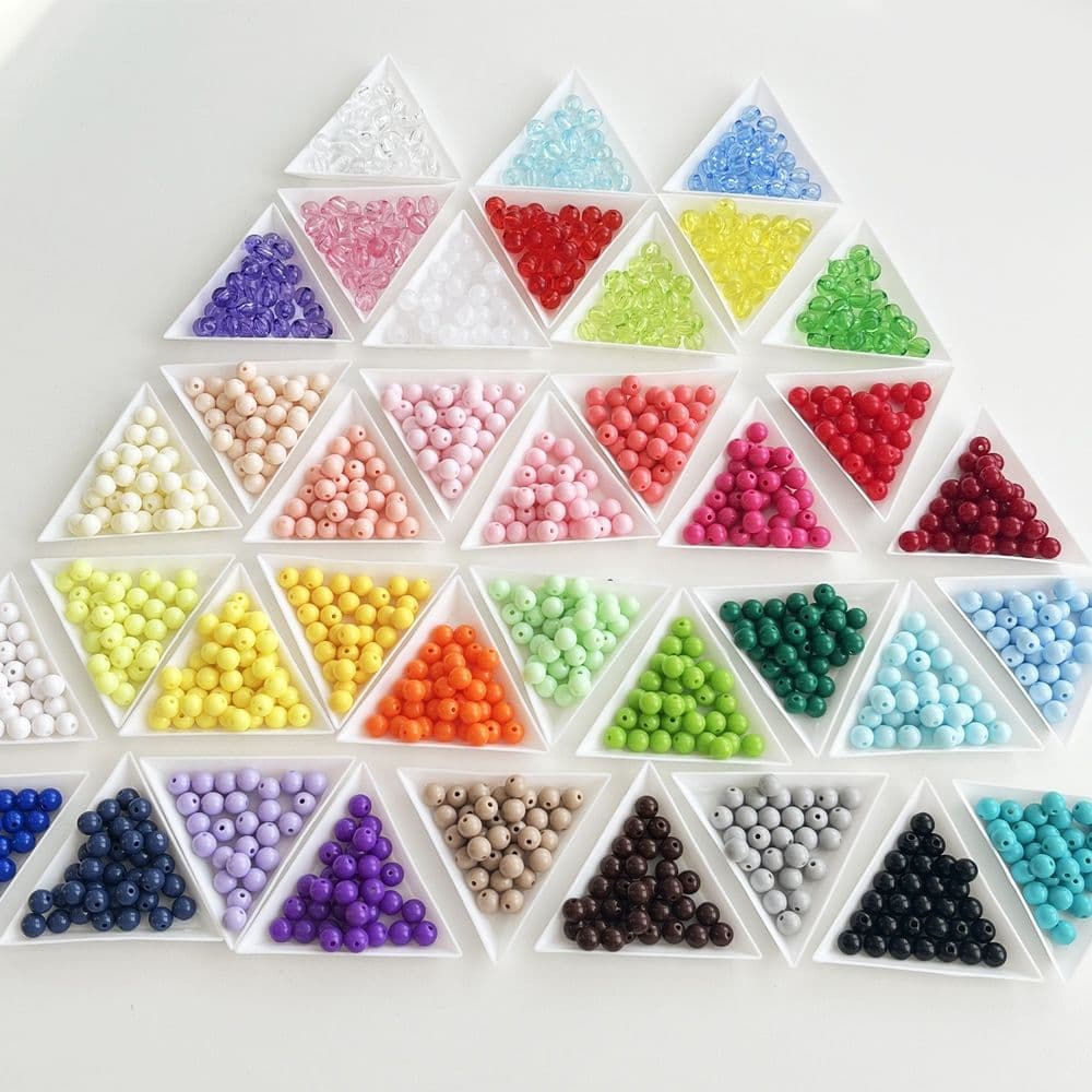 갓샵 최다색상 100개 대용량 아크릴 비즈 비즈발 공예 재료 만들기 DIY 8mm (투명)