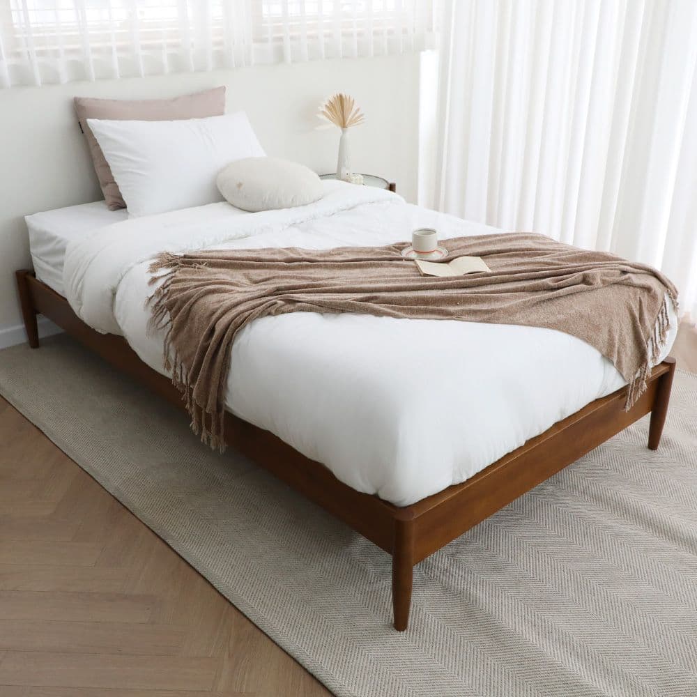 바네스데코 모렌 100% 고무나무 무헤드 원목 침대 프레임 SS/Q 3colors