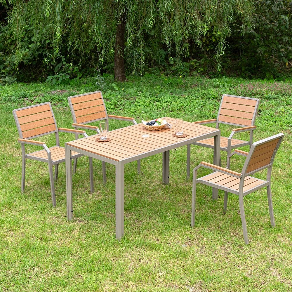 위드퍼니처 야드니 1300X700 수지목 야외 4인 세트 티 카페 정원