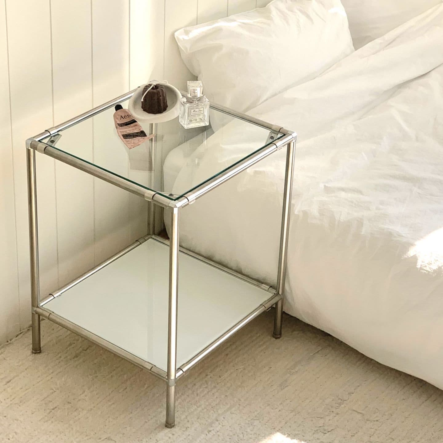 비햅핀 모듈 협탁 선반 가구 미니 침대 침실 협탁 미드센추리 모던 철재 강화유리 선반 7colors