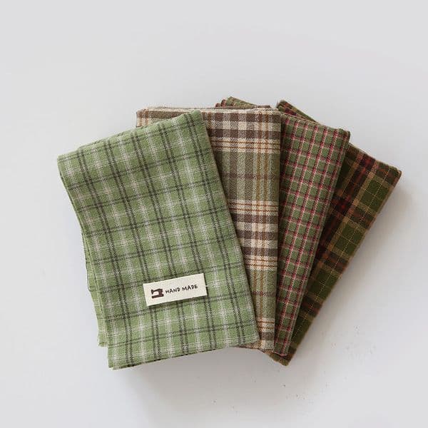 선퀼트 원단패키지 체크원단 자투리천 아즈미노 파스텔그린 4종92792