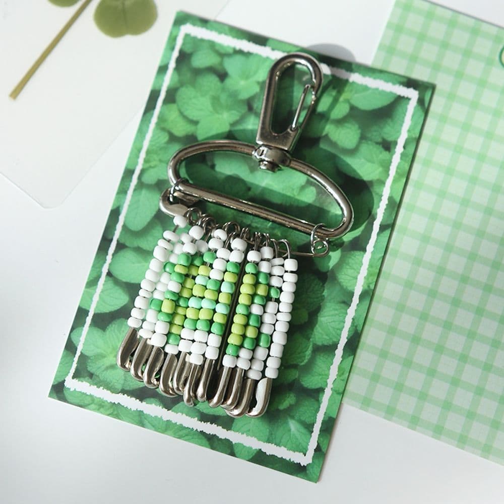 갓샵 옷핀 미니 비즈발 키링 만들기 세트 시즌2 PIN 키트 네잎클로버 DIY 비즈키링 도안