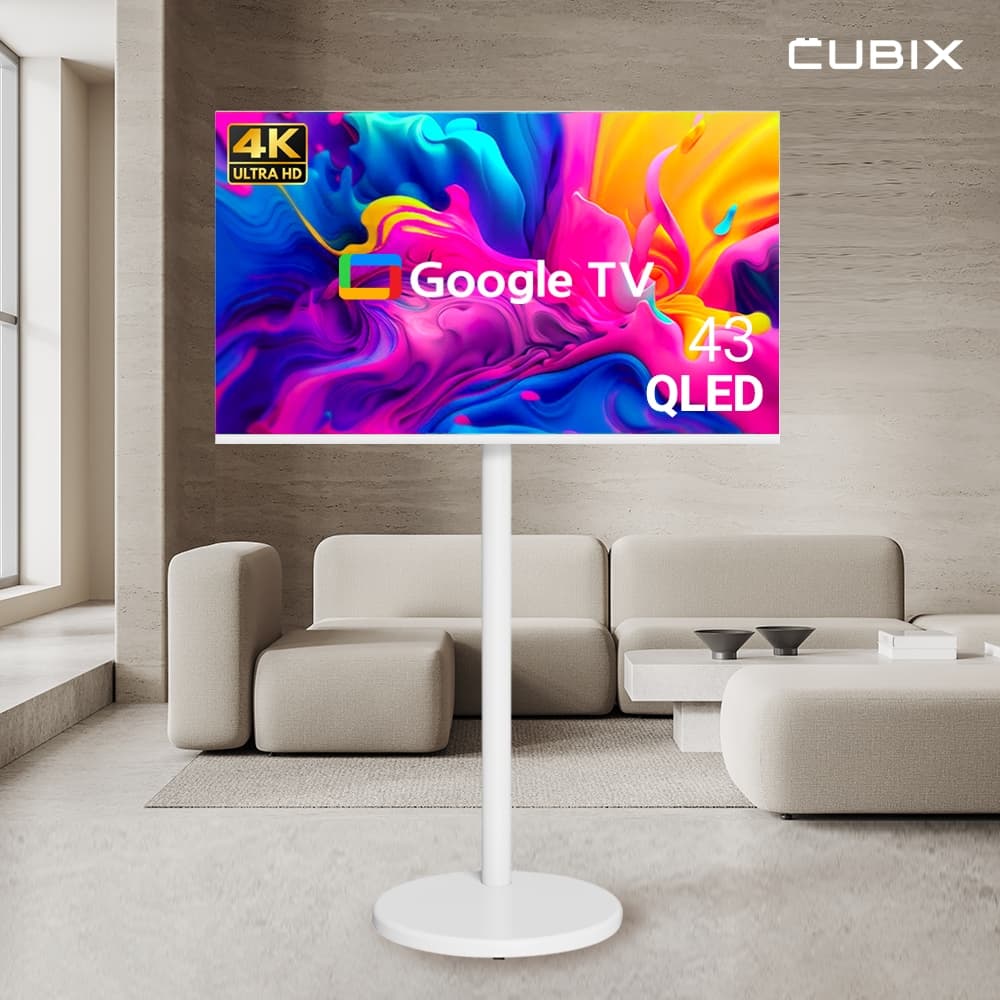 큐빅스전자 무빙큐빅스 화이트에디션 스마트 43인치(109cm) 4K UHD QLED TV 삼탠바이미 - 최저가 329,000원