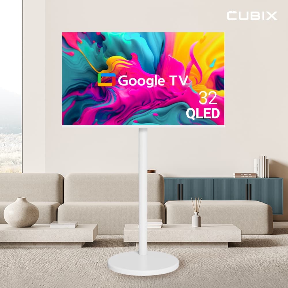큐빅스전자 무빙큐빅스 화이트에디션 구글 스마트 32인치(81cm) FHD QLED TV 삼탠바이미