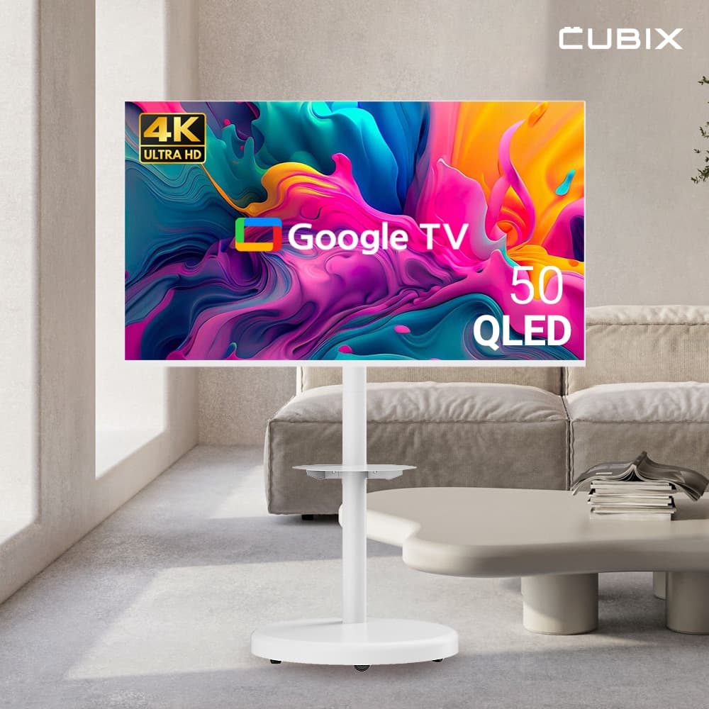 큐빅스전자 무빙큐빅스 스마트 50인치 UHD QLED 삼탠바이미 SET
TV -  GSQBX50UHD-A1
스탠드 - EKWBYME50W/EKWBYME50B