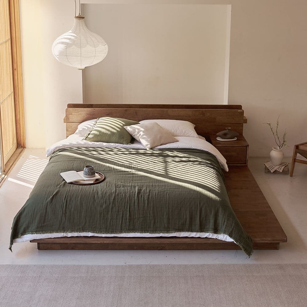 썸앤데코 미겔 저상형 패밀리 고무나무 원목 침대