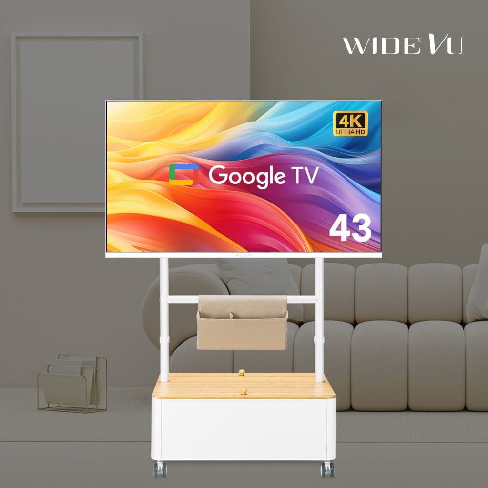 와이드뷰 와이드무빙뷰 화이트 이동식 수납스탠드 셋트 43인치(109cm) 4K UHD 구글 스마트TV - 최저가 368,000원