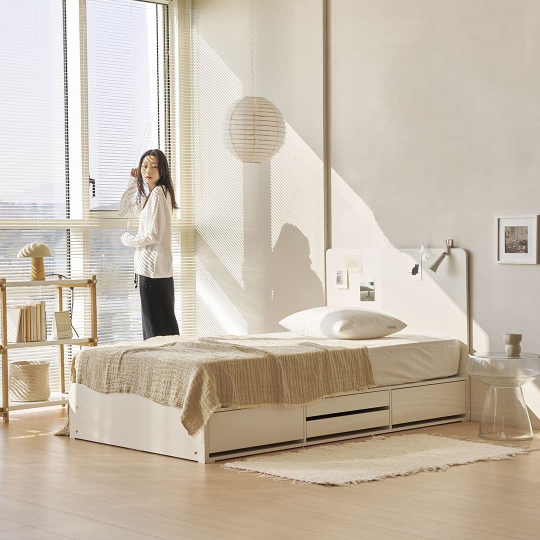 눕 모먼트 슬림헤드 4단 멀티 수납 침대 프레임 SS/Q 2colors - 최저가 229,000원