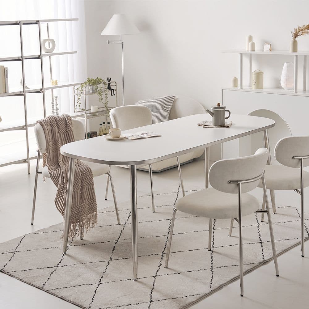 폴앤코코 플랜비 실버 타원형 식탁 테이블 900 화이트 다이닝 - 최저가 138,000원 (23% 할인)