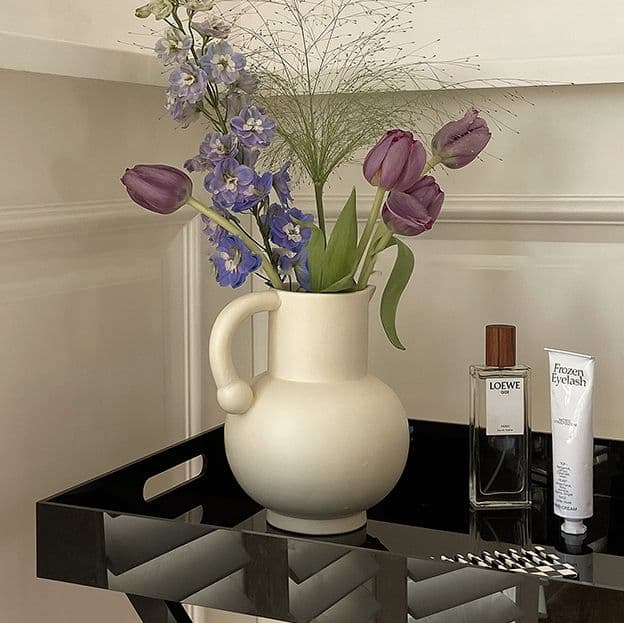 유월가게 세라믹 프렌치 저그 오브제 화병_아이보리