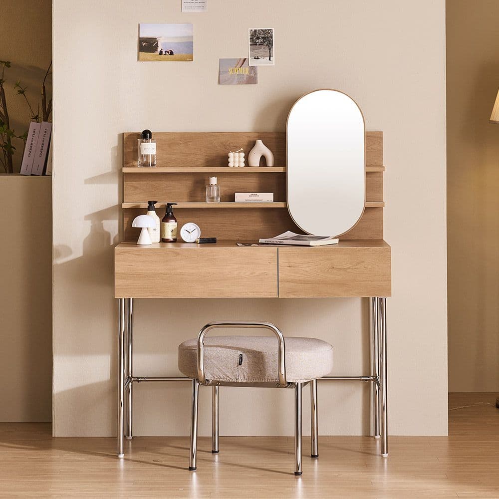 바스포르 소이 크롬 콘솔 수납 화장대 1000 (상부장선택)