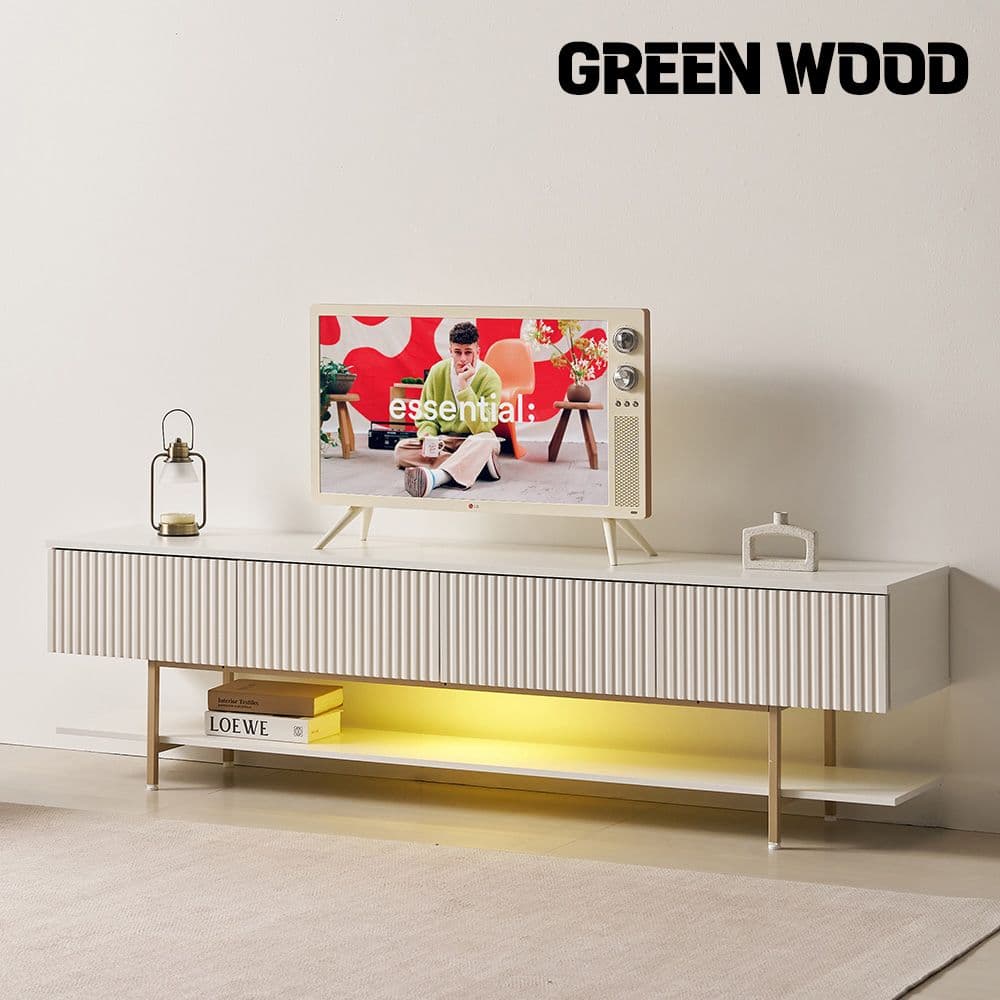 그린우드 프레디 LED/일반/확장형 템바보드 높은거실장티비다이 2000