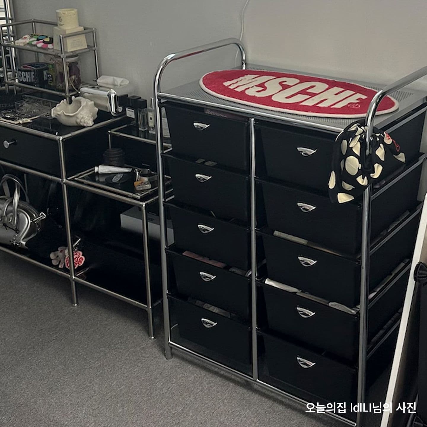 베스트리빙 미드센츄리 모던 크롬 이동식 5단 서랍 트롤리 2colors(싱글/더블)