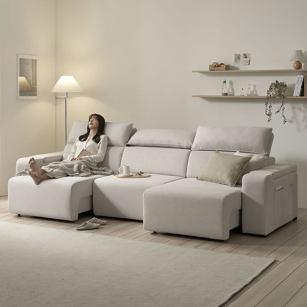 보니애가구 시에나 데이비스 모션 쇼파 슬라이딩 리클라이너 4인 패브릭 소파