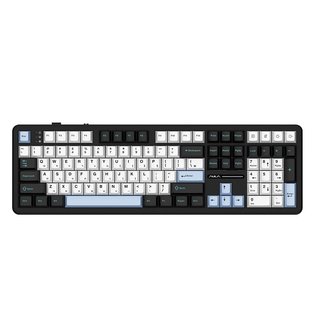 AULA F108 유무선 독거미 한글 기계식 키보드 펀키스 스카이 블랙